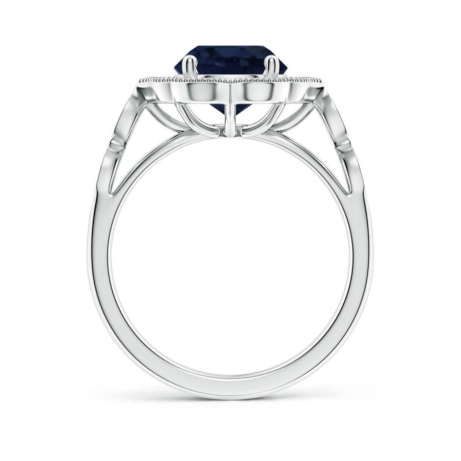 8mm A Vintage Inspired Round Blue Sapphire Ornate Halo Engagement Ring in White Gold side 199
