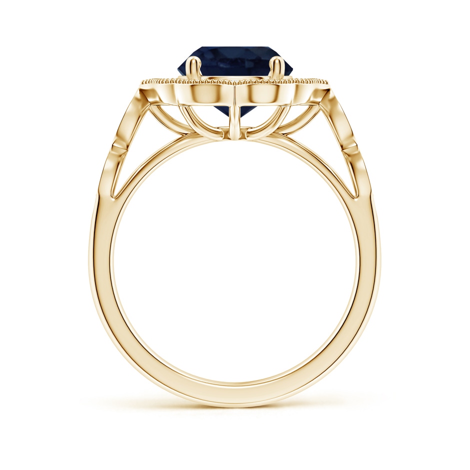 8mm A Vintage Inspired Round Blue Sapphire Ornate Halo Engagement Ring in Yellow Gold side 199