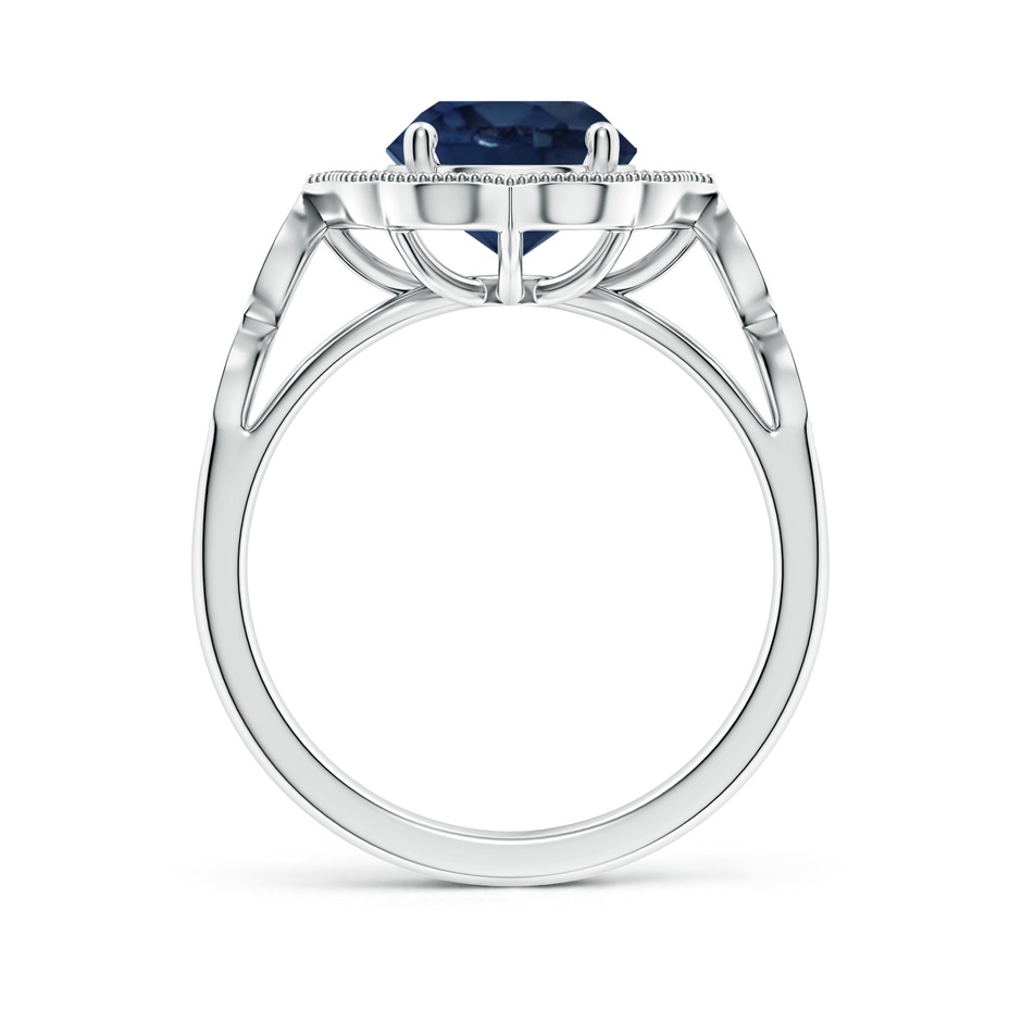 8mm AA Vintage Inspired Round Blue Sapphire Ornate Halo Engagement Ring in White Gold side 199