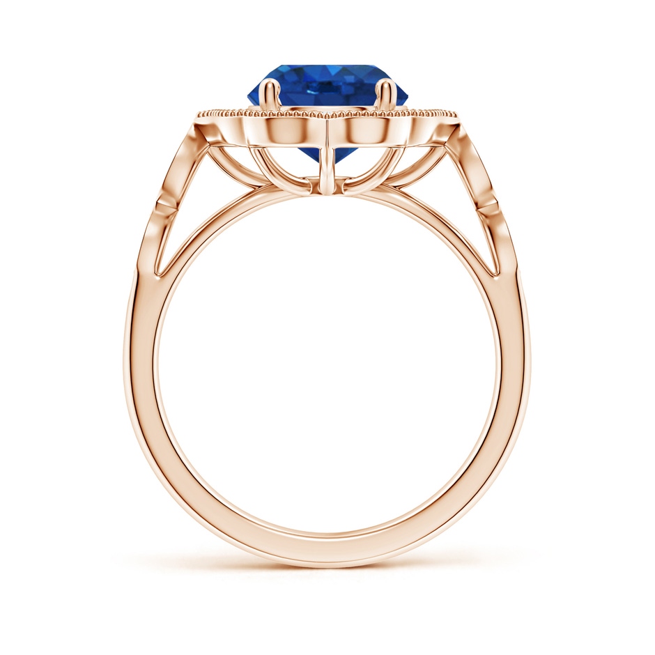 8mm AAA Vintage Inspired Round Blue Sapphire Ornate Halo Engagement Ring in 18K Rose Gold side 199