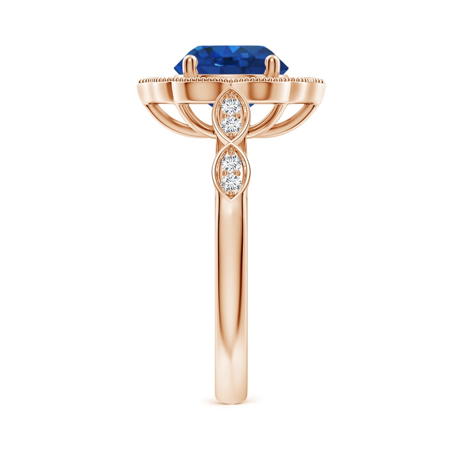 8mm AAA Vintage Inspired Round Blue Sapphire Ornate Halo Engagement Ring in 18K Rose Gold side 299