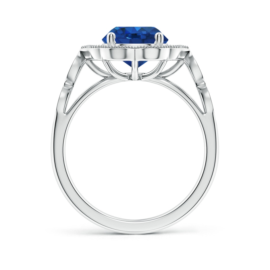 8mm AAA Vintage Inspired Round Blue Sapphire Ornate Halo Engagement Ring in P950 Platinum side 199