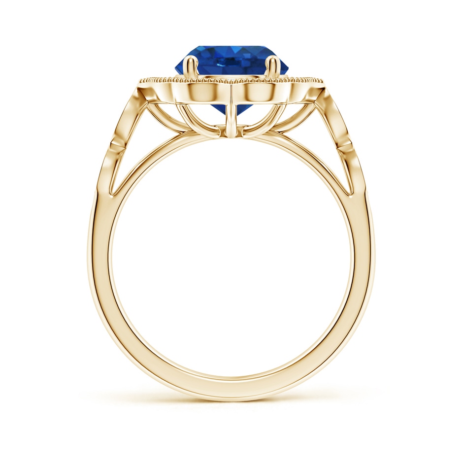 8mm AAA Vintage Inspired Round Blue Sapphire Ornate Halo Engagement Ring in Yellow Gold side 199