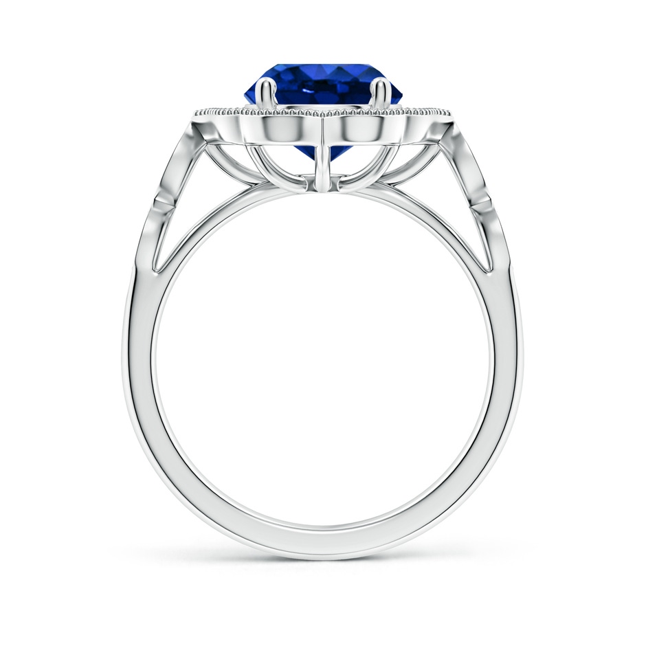 8mm AAAA Vintage Inspired Round Blue Sapphire Ornate Halo Engagement Ring in P950 Platinum side 199