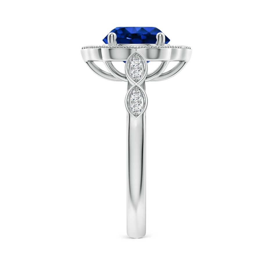 8mm AAAA Vintage Inspired Round Blue Sapphire Ornate Halo Engagement Ring in P950 Platinum side 299