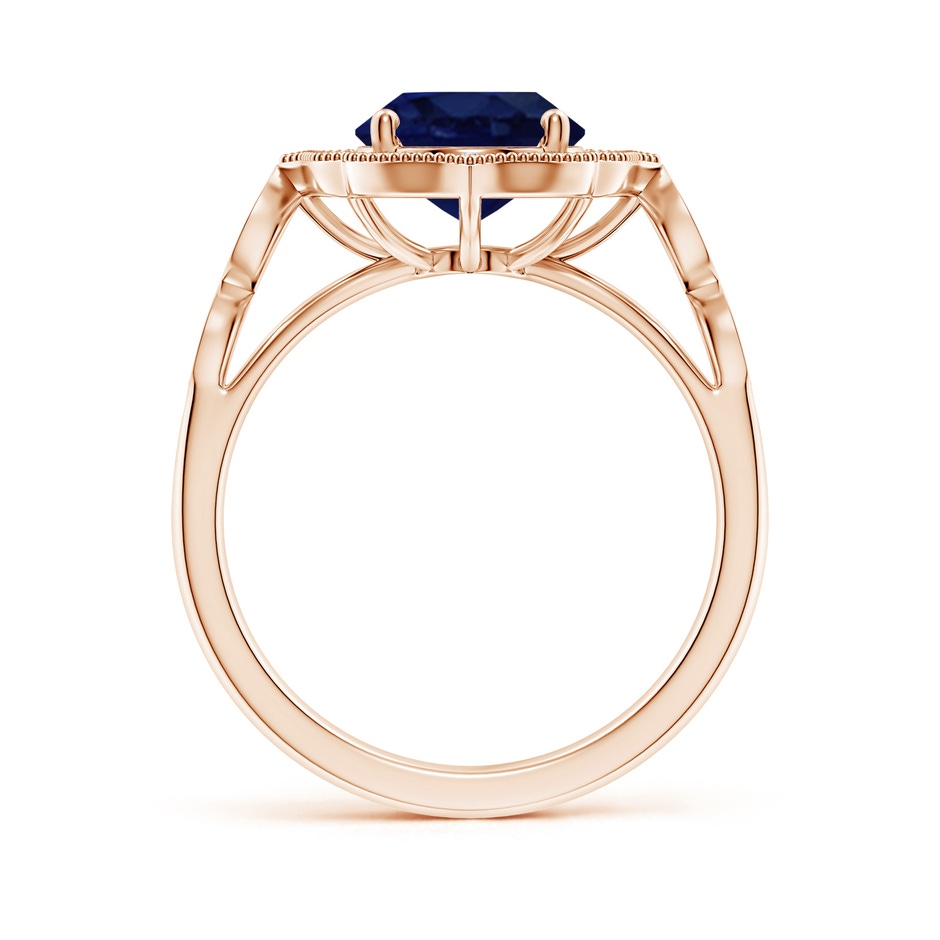 10x8mm A Vintage Inspired Oval Blue Sapphire Ornate Halo Engagement Ring in Rose Gold side 199