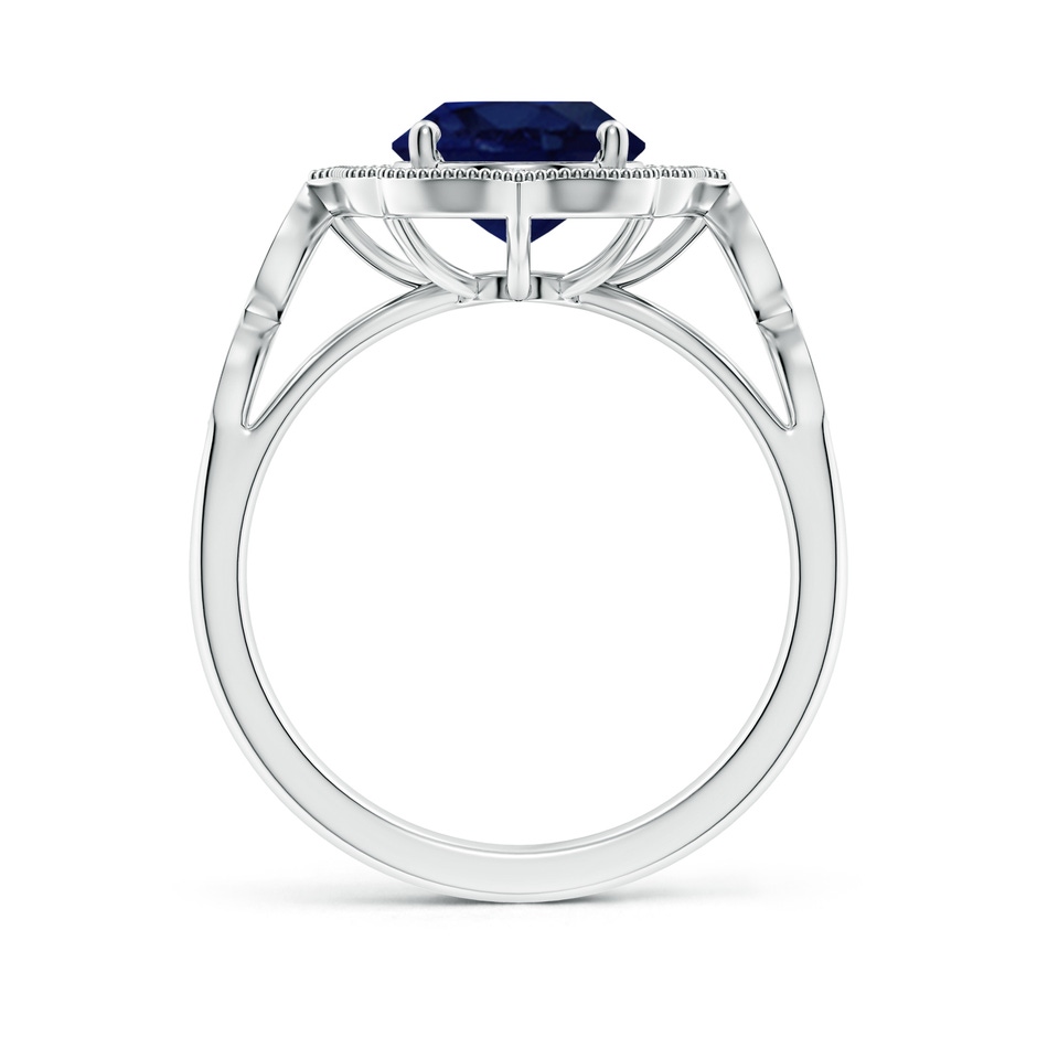 10x8mm A Vintage Inspired Oval Blue Sapphire Ornate Halo Engagement Ring in White Gold side 199