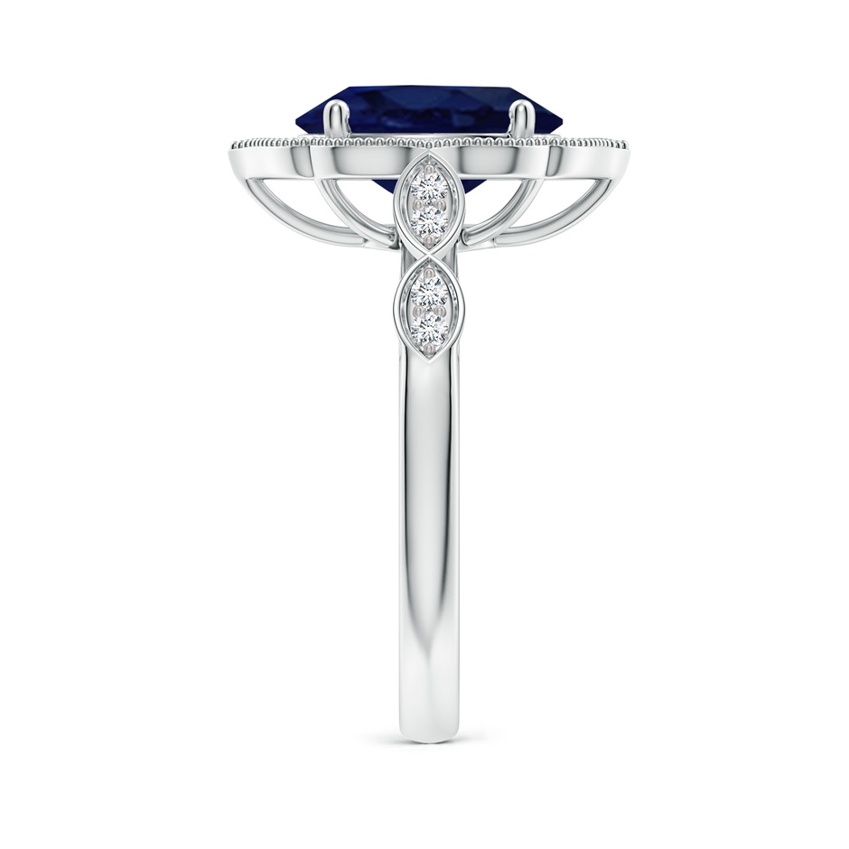 10x8mm A Vintage Inspired Oval Blue Sapphire Ornate Halo Engagement Ring in White Gold side 299