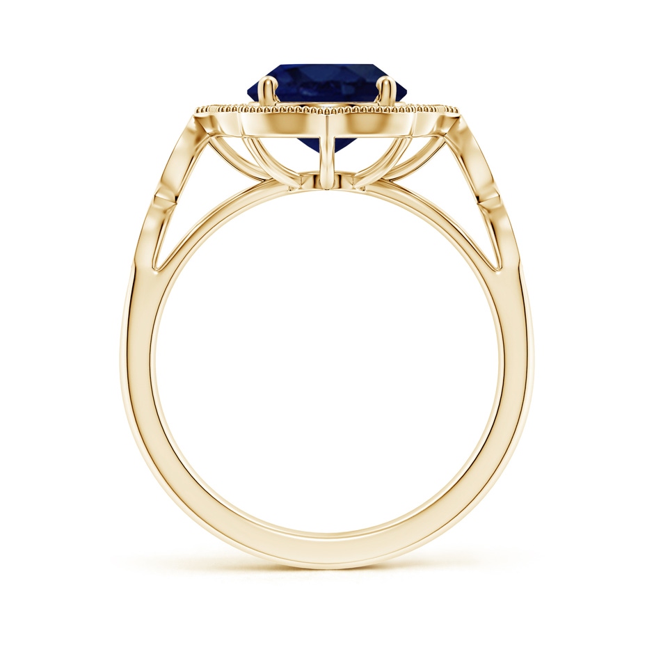 10x8mm A Vintage Inspired Oval Blue Sapphire Ornate Halo Engagement Ring in Yellow Gold side 199