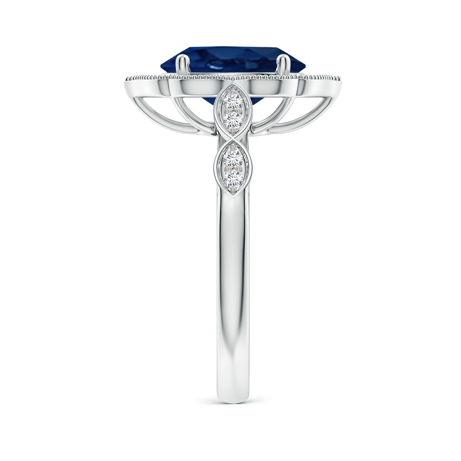 10x8mm AA Vintage Inspired Oval Blue Sapphire Ornate Halo Engagement Ring in P950 Platinum side 299
