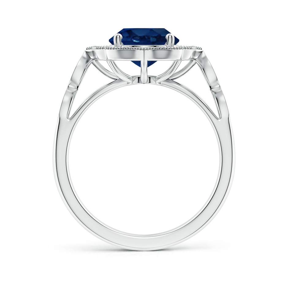 10x8mm AA Vintage Inspired Oval Blue Sapphire Ornate Halo Engagement Ring in White Gold side 199