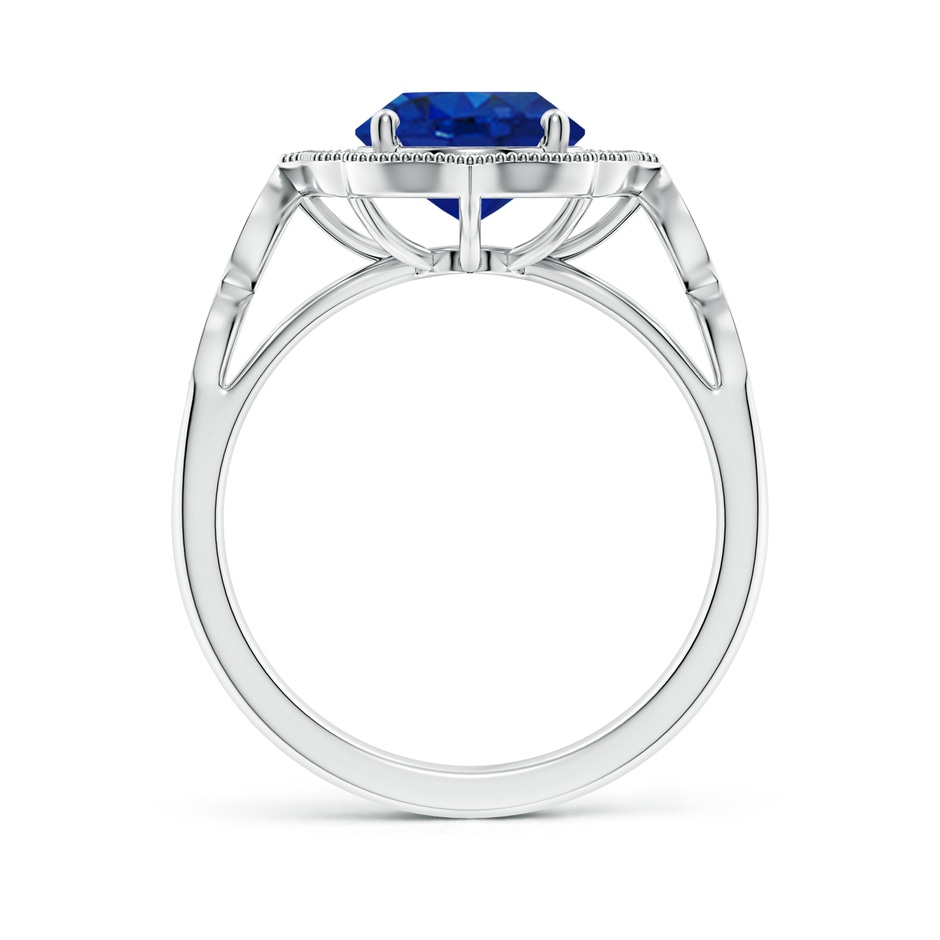 10x8mm AAA Vintage Inspired Oval Blue Sapphire Ornate Halo Engagement Ring in White Gold side 199