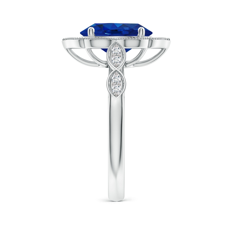 10x8mm AAA Vintage Inspired Oval Blue Sapphire Ornate Halo Engagement Ring in White Gold side 299