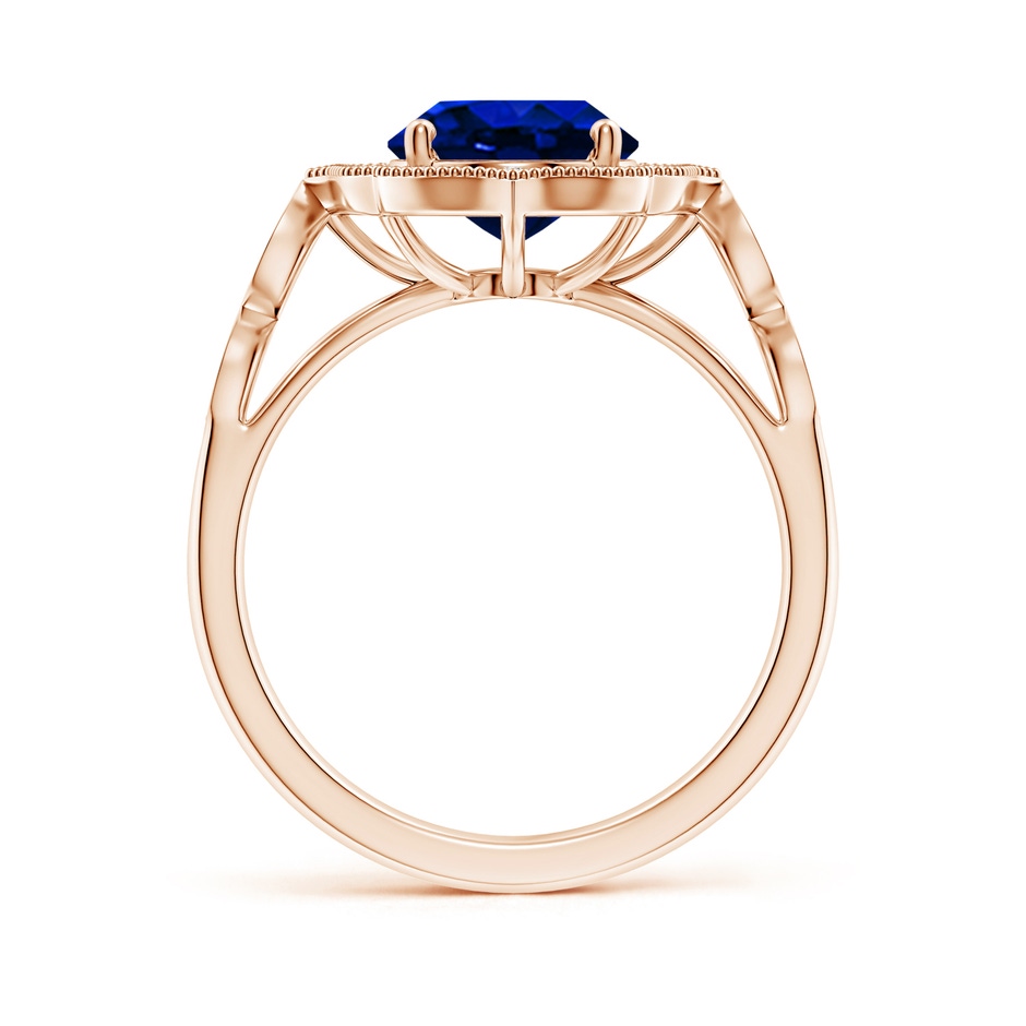 10x8mm AAAA Vintage Inspired Oval Blue Sapphire Ornate Halo Engagement Ring in Rose Gold side 199