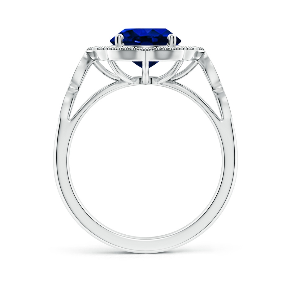 10x8mm AAAA Vintage Inspired Oval Blue Sapphire Ornate Halo Engagement Ring in White Gold side 199