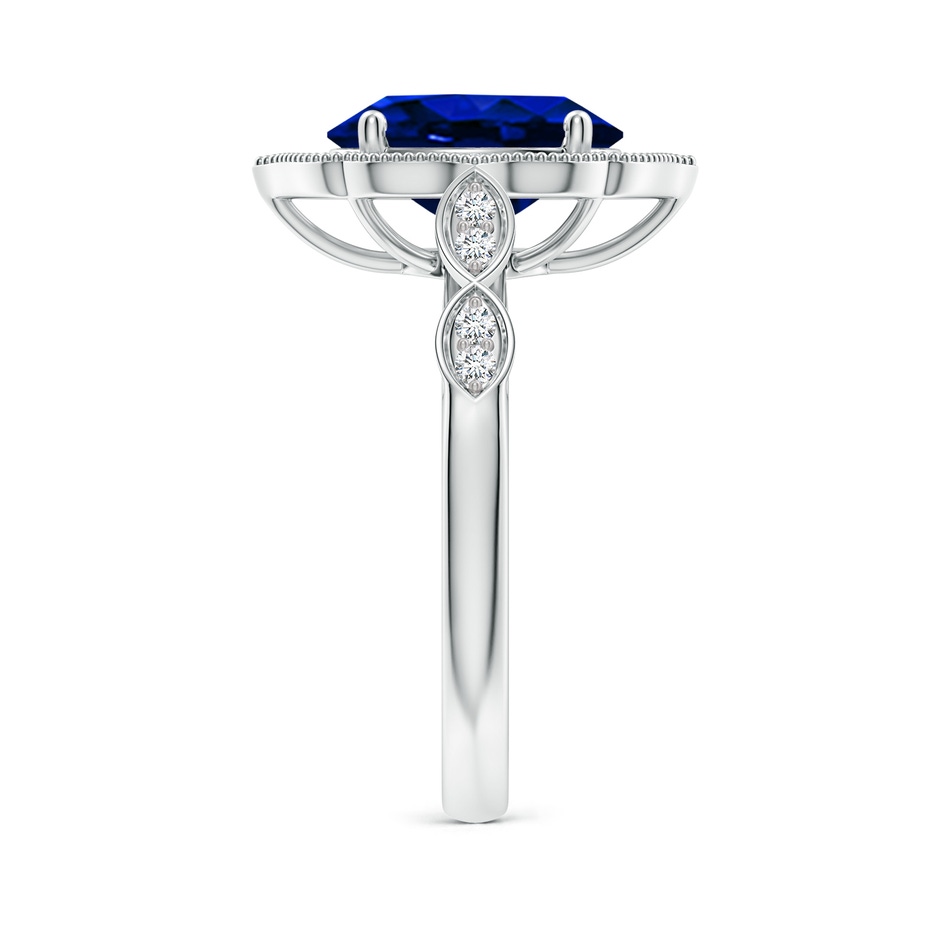 10x8mm AAAA Vintage Inspired Oval Blue Sapphire Ornate Halo Engagement Ring in White Gold side 299