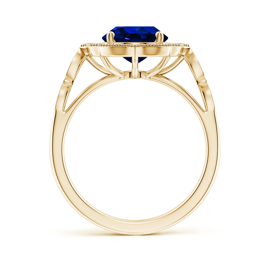 10x8mm AAAA Vintage Inspired Oval Blue Sapphire Ornate Halo Engagement Ring in Yellow Gold side 199