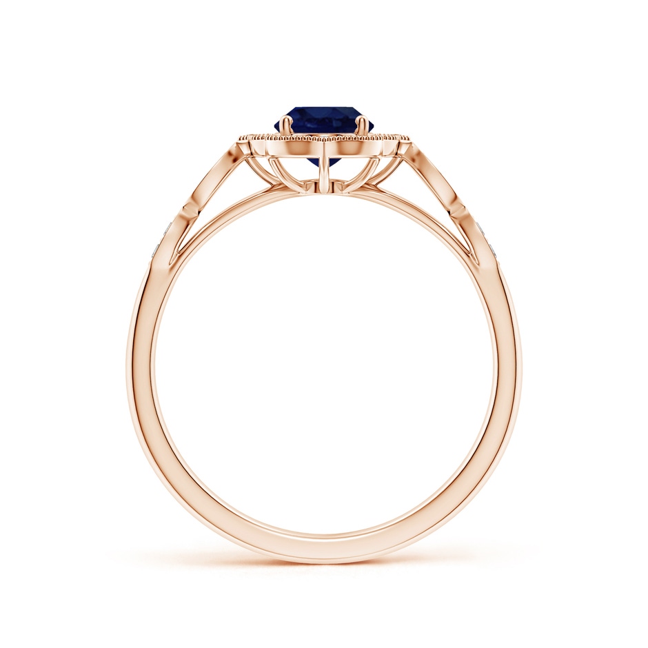 7x5mm A Vintage Inspired Oval Blue Sapphire Ornate Halo Engagement Ring in Rose Gold side 199