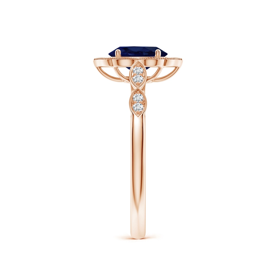 7x5mm A Vintage Inspired Oval Blue Sapphire Ornate Halo Engagement Ring in Rose Gold side 299
