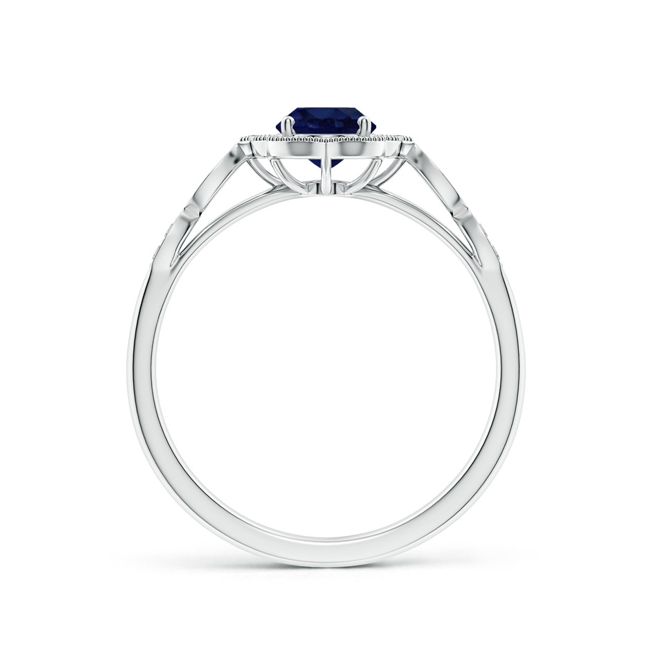 7x5mm A Vintage Inspired Oval Blue Sapphire Ornate Halo Engagement Ring in White Gold side 199