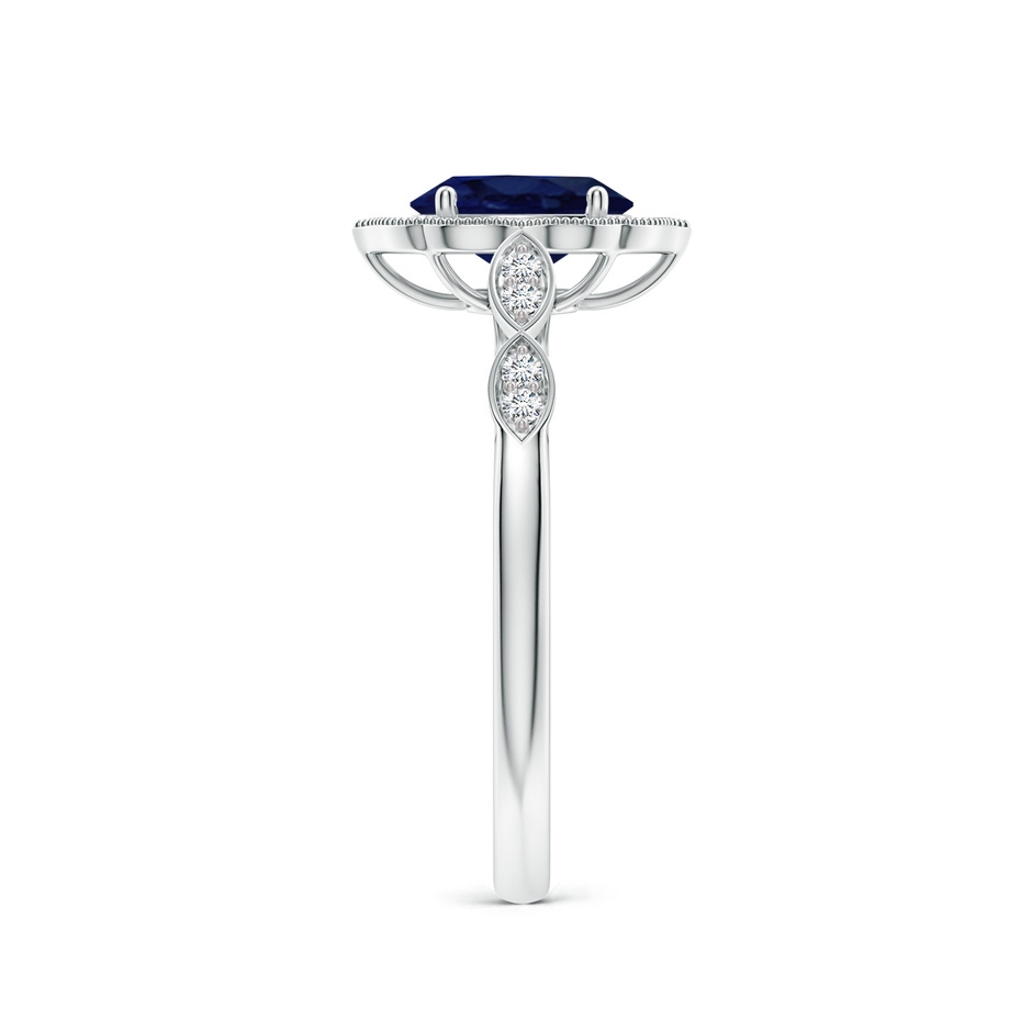 7x5mm A Vintage Inspired Oval Blue Sapphire Ornate Halo Engagement Ring in White Gold side 299