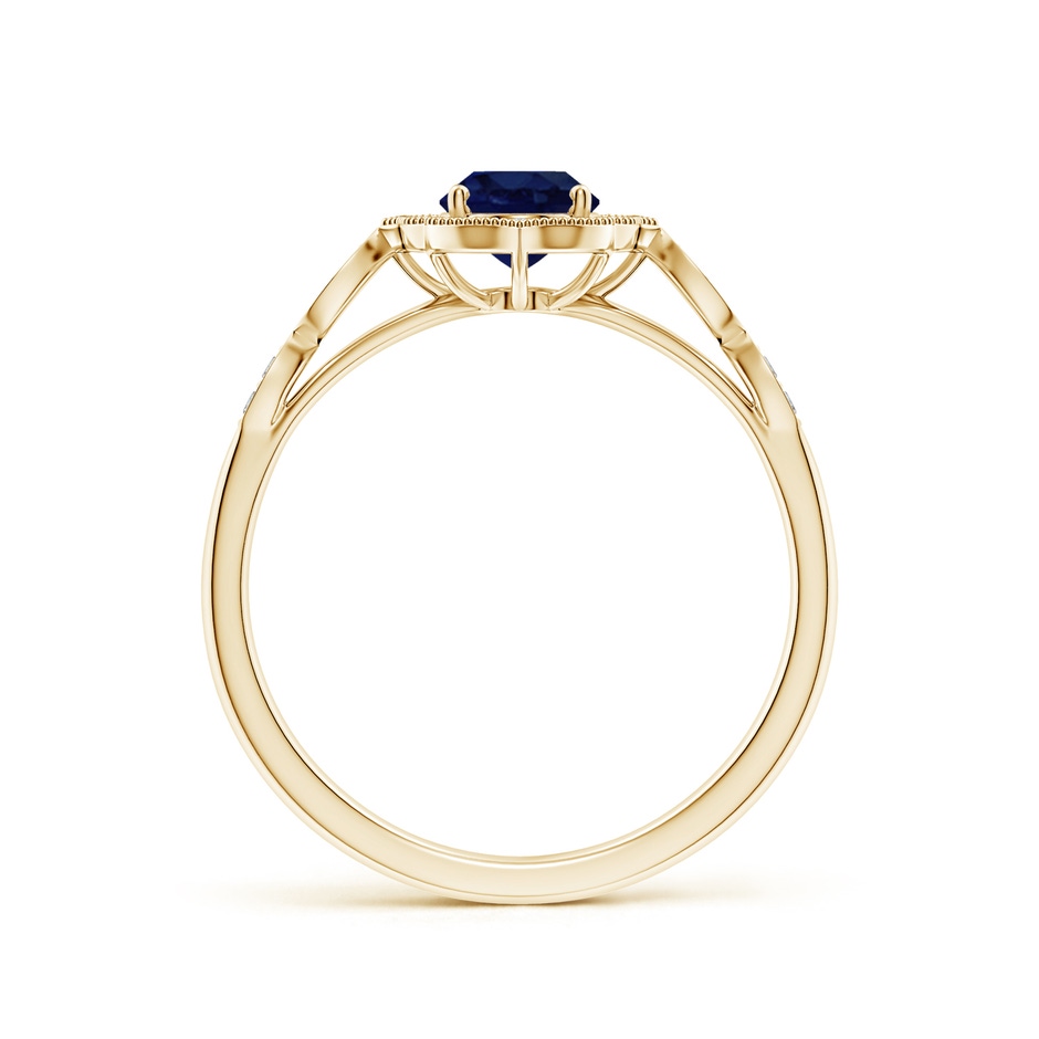 7x5mm A Vintage Inspired Oval Blue Sapphire Ornate Halo Engagement Ring in Yellow Gold side 199