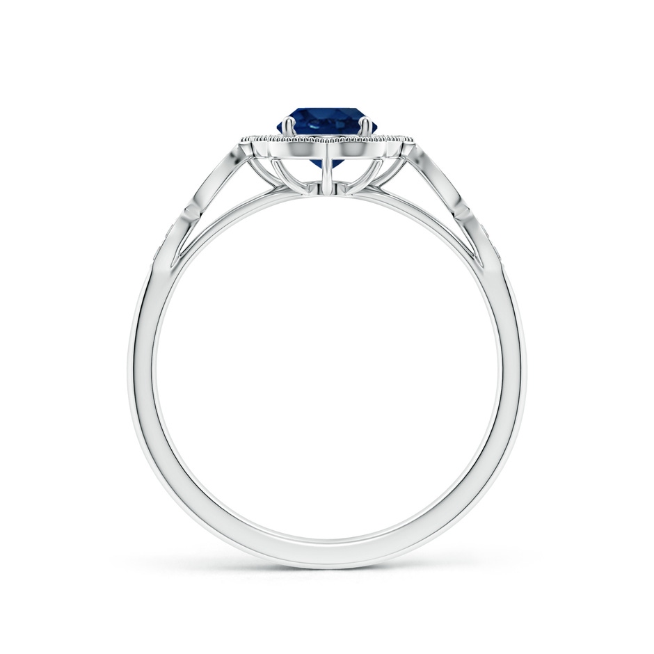 7x5mm AA Vintage Inspired Oval Blue Sapphire Ornate Halo Engagement Ring in White Gold side 199