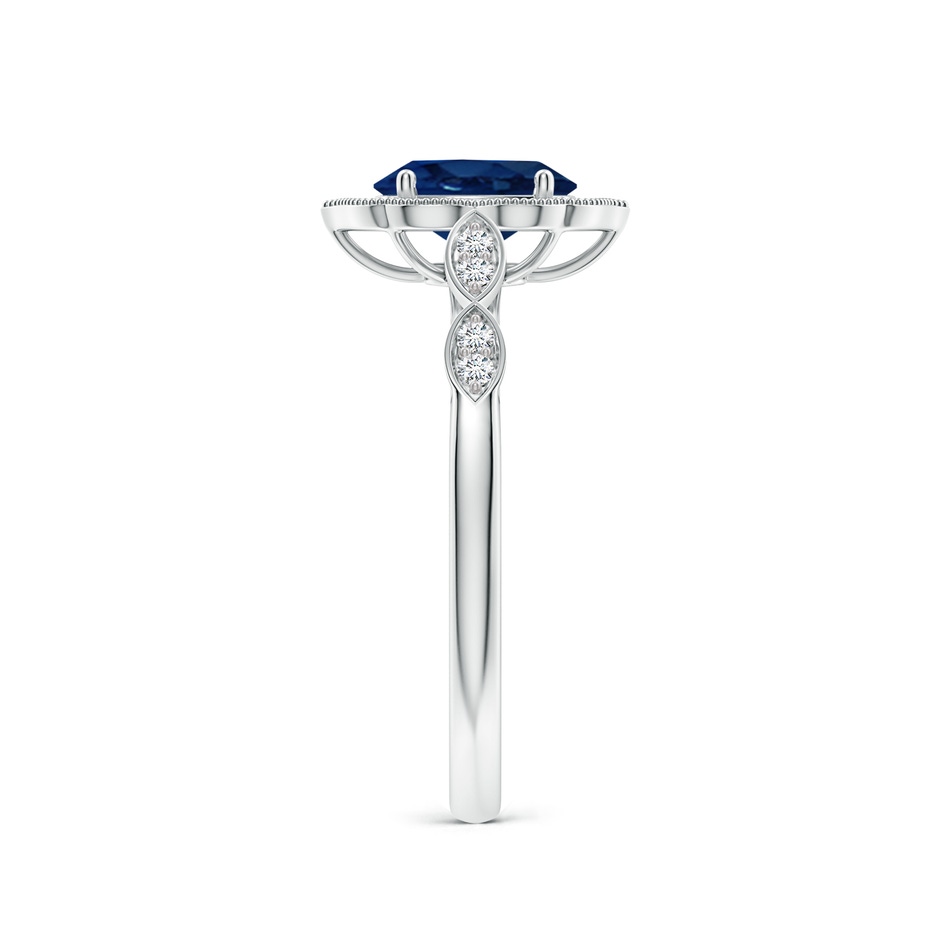 7x5mm AA Vintage Inspired Oval Blue Sapphire Ornate Halo Engagement Ring in White Gold side 299