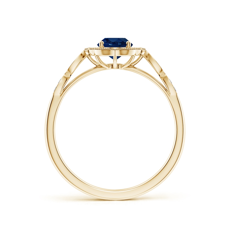 7x5mm AA Vintage Inspired Oval Blue Sapphire Ornate Halo Engagement Ring in Yellow Gold side 199