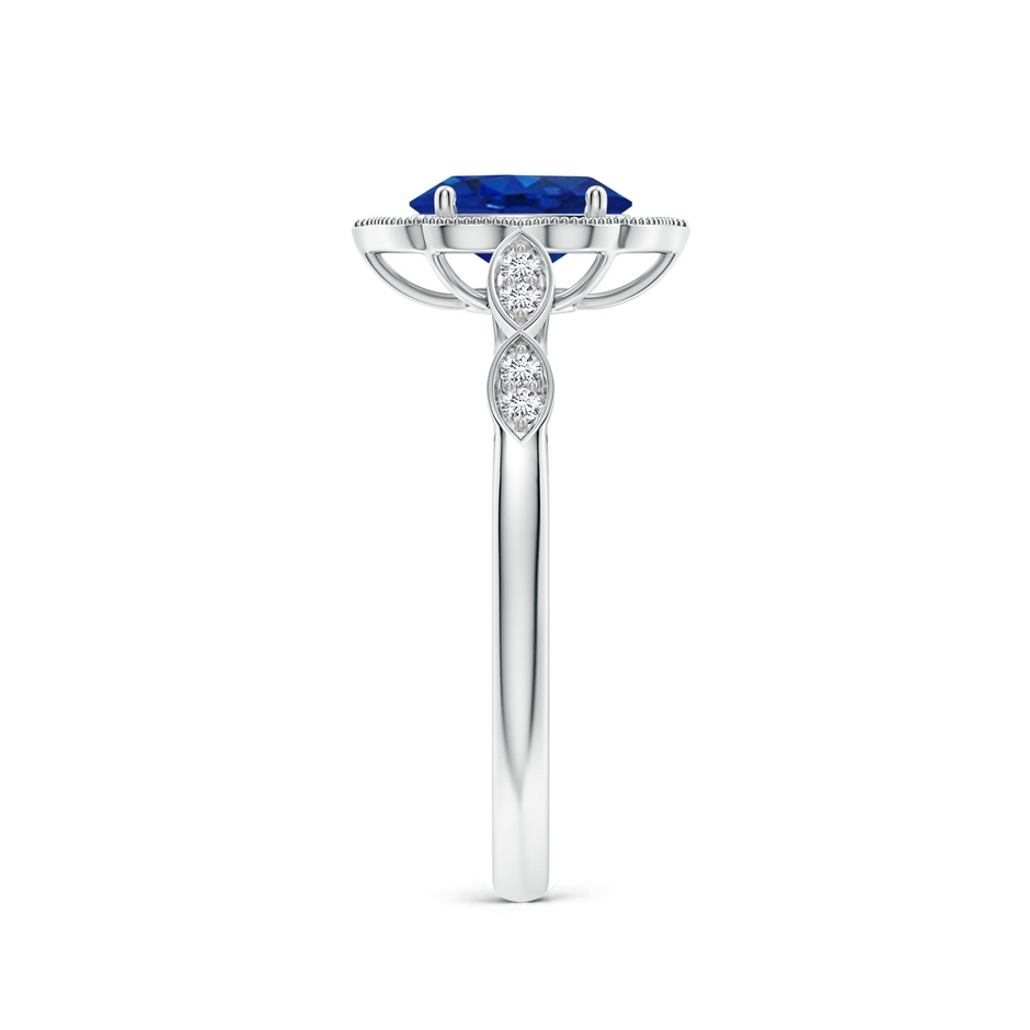 7x5mm AAA Vintage Inspired Oval Blue Sapphire Ornate Halo Engagement Ring in P950 Platinum side 299