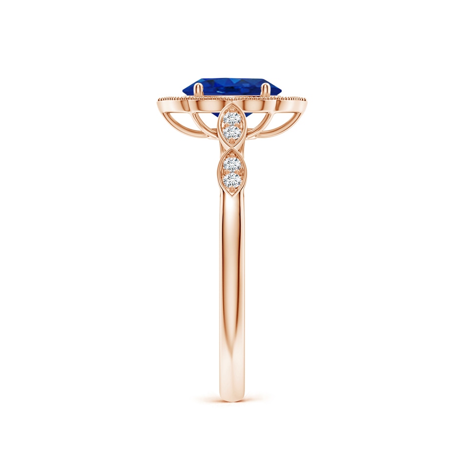 7x5mm AAA Vintage Inspired Oval Blue Sapphire Ornate Halo Engagement Ring in Rose Gold side 299