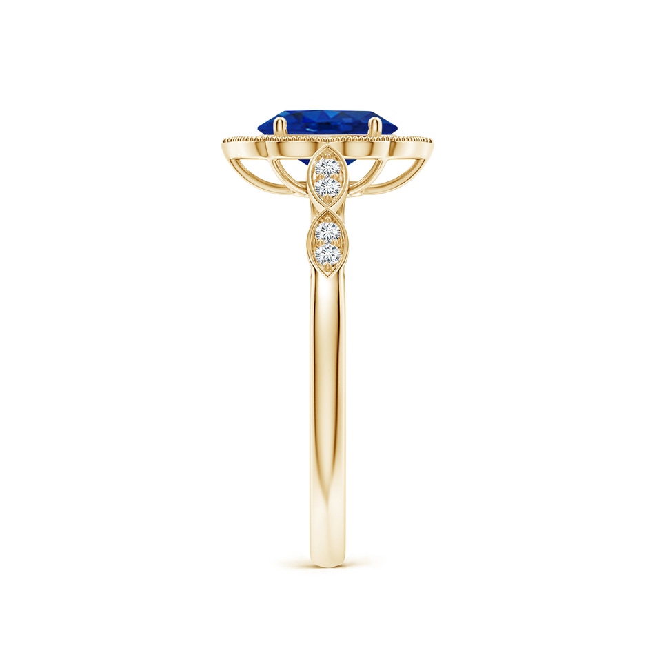 7x5mm AAA Vintage Inspired Oval Blue Sapphire Ornate Halo Engagement Ring in Yellow Gold side 299