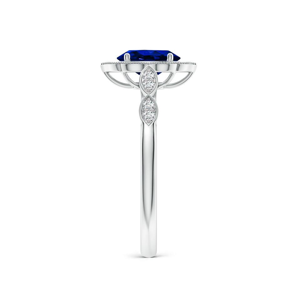 7x5mm AAAA Vintage Inspired Oval Blue Sapphire Ornate Halo Engagement Ring in P950 Platinum side 299