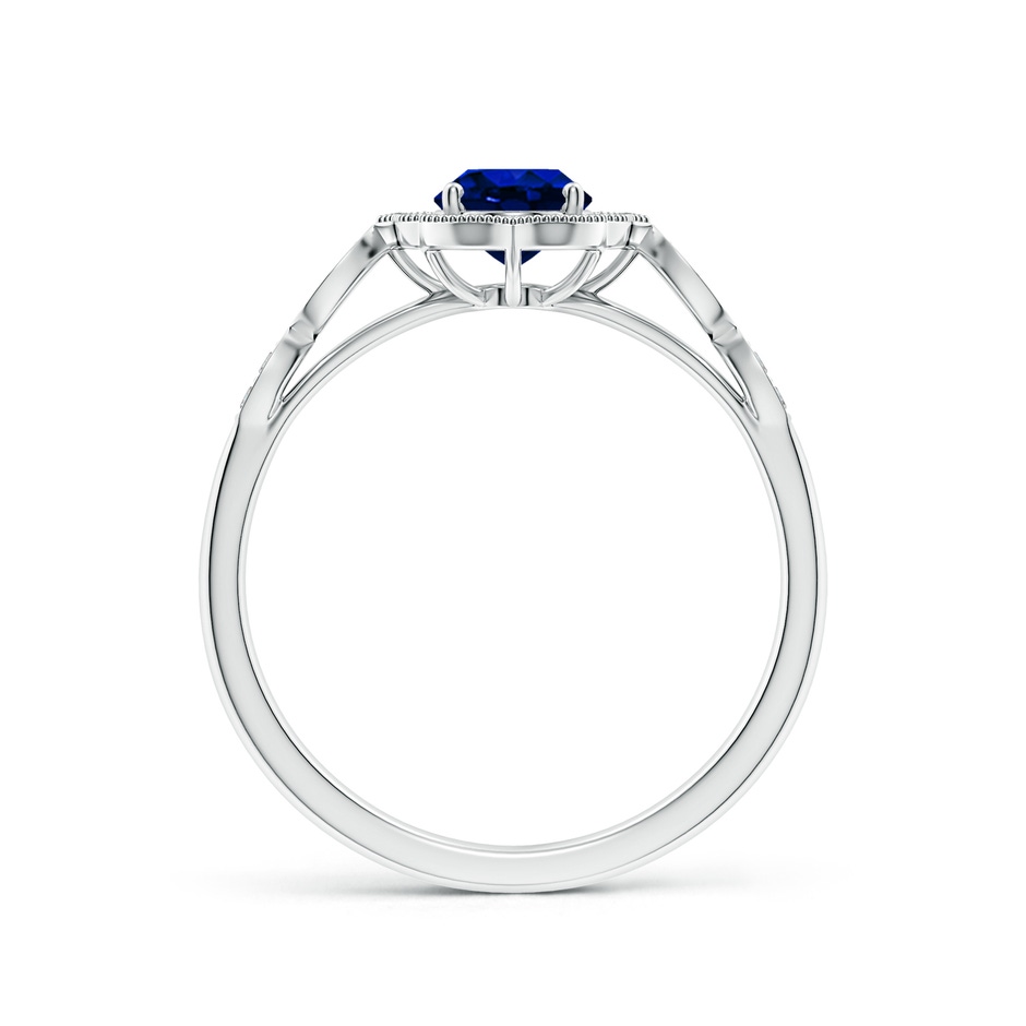 7x5mm AAAA Vintage Inspired Oval Blue Sapphire Ornate Halo Engagement Ring in White Gold side 199