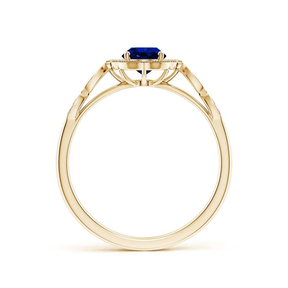 7x5mm AAAA Vintage Inspired Oval Blue Sapphire Ornate Halo Engagement Ring in Yellow Gold side 199