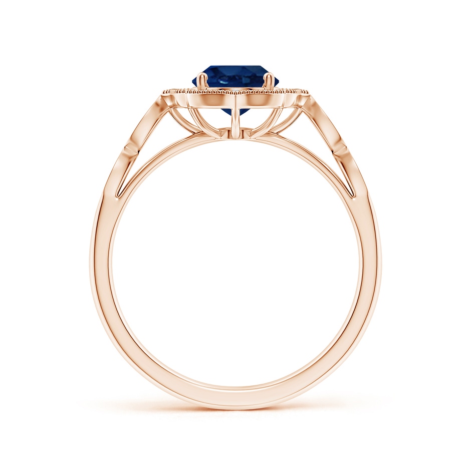 8x6mm AA Vintage Inspired Oval Blue Sapphire Ornate Halo Engagement Ring in Rose Gold side 199