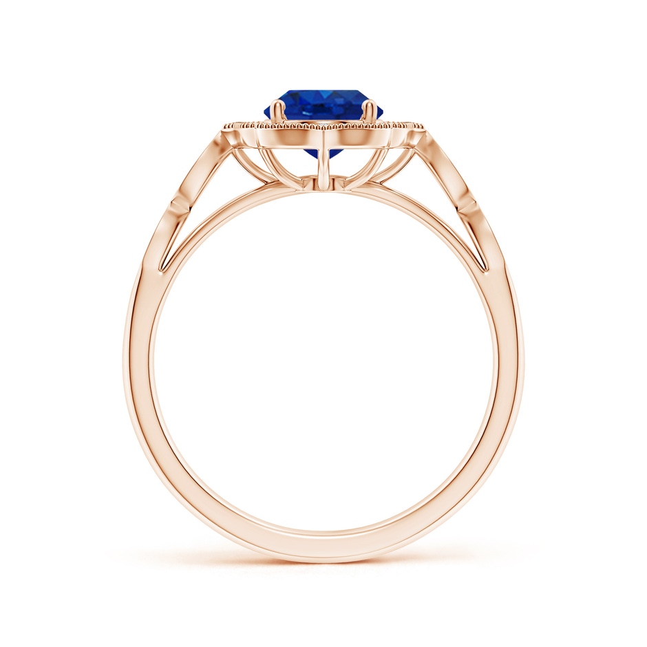 8x6mm AAA Vintage Inspired Oval Blue Sapphire Ornate Halo Engagement Ring in Rose Gold side 199