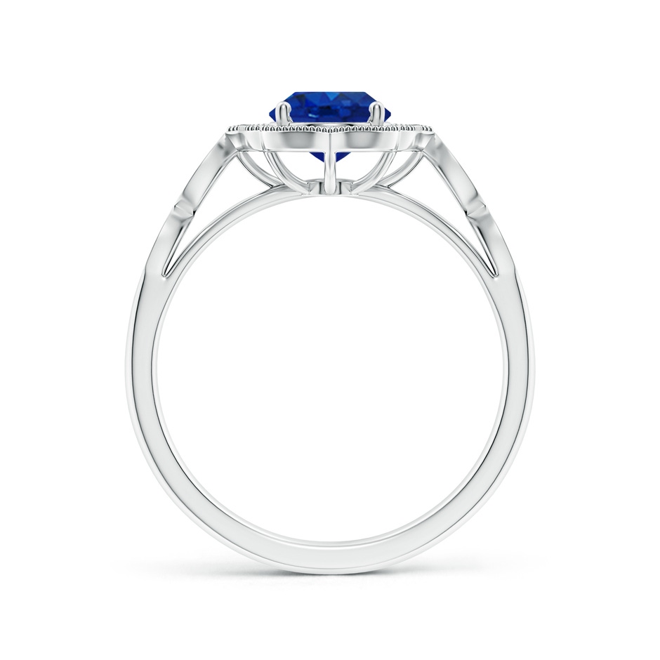 8x6mm AAA Vintage Inspired Oval Blue Sapphire Ornate Halo Engagement Ring in White Gold side 199