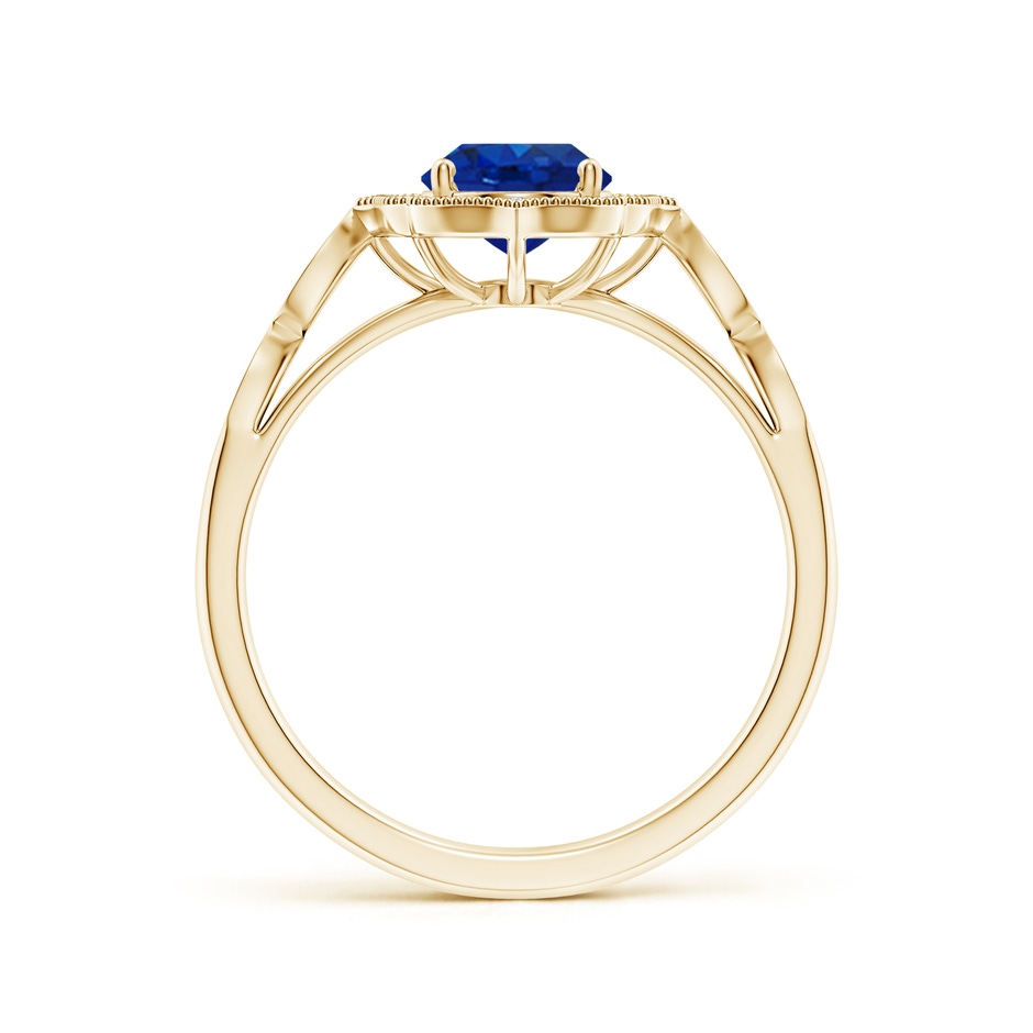 8x6mm AAA Vintage Inspired Oval Blue Sapphire Ornate Halo Engagement Ring in Yellow Gold side 199