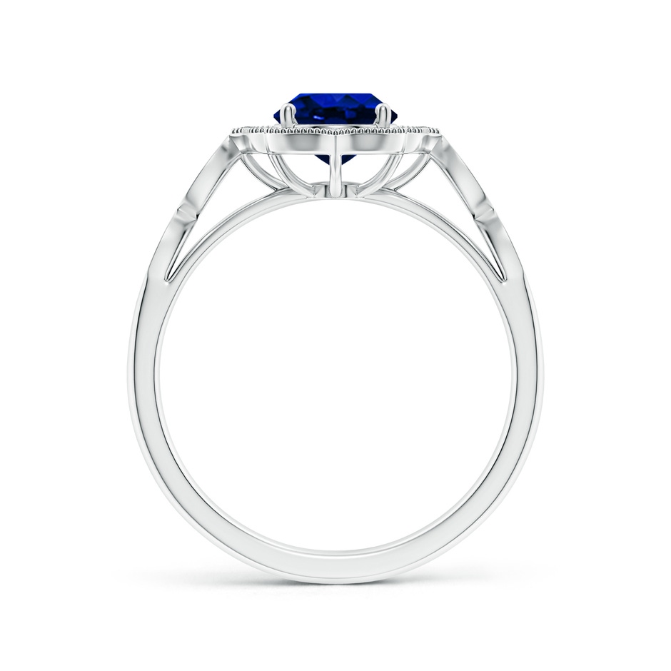 8x6mm AAAA Vintage Inspired Oval Blue Sapphire Ornate Halo Engagement Ring in P950 Platinum side 199