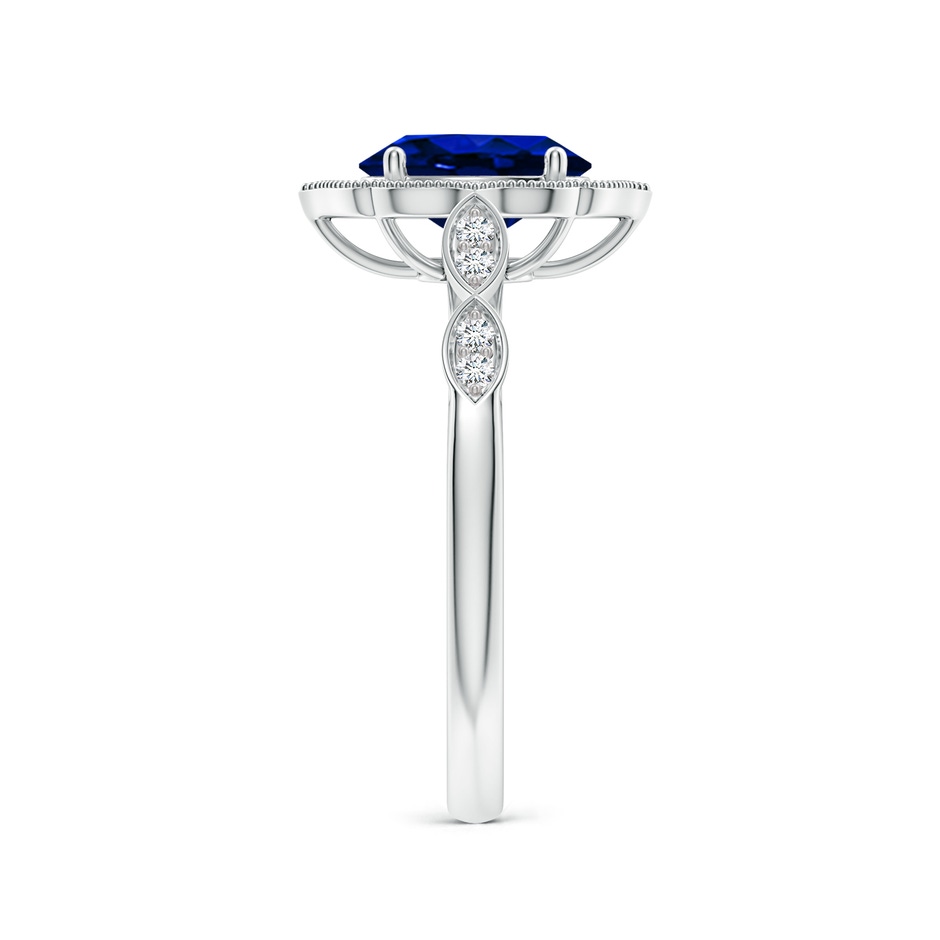 8x6mm AAAA Vintage Inspired Oval Blue Sapphire Ornate Halo Engagement Ring in P950 Platinum side 299