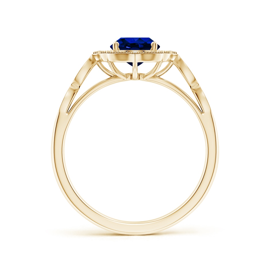 8x6mm AAAA Vintage Inspired Oval Blue Sapphire Ornate Halo Engagement Ring in Yellow Gold side 199