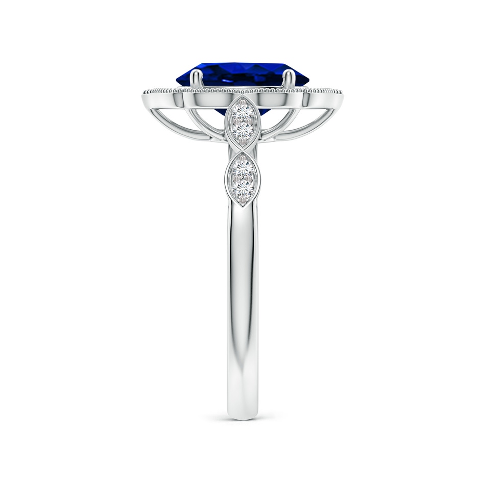 9x7mm AAAA Vintage Inspired Oval Blue Sapphire Ornate Halo Engagement Ring in P950 Platinum side 299