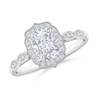 7x5mm GVS2 Vintage Inspired Cushion Rectangular Diamond Ornate Halo Engagement Ring in P950 Platinum