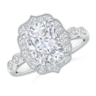 8.5x6.5mm GVS2 Vintage Inspired Cushion Rectangular Diamond Ornate Halo Engagement Ring in P950 Platinum