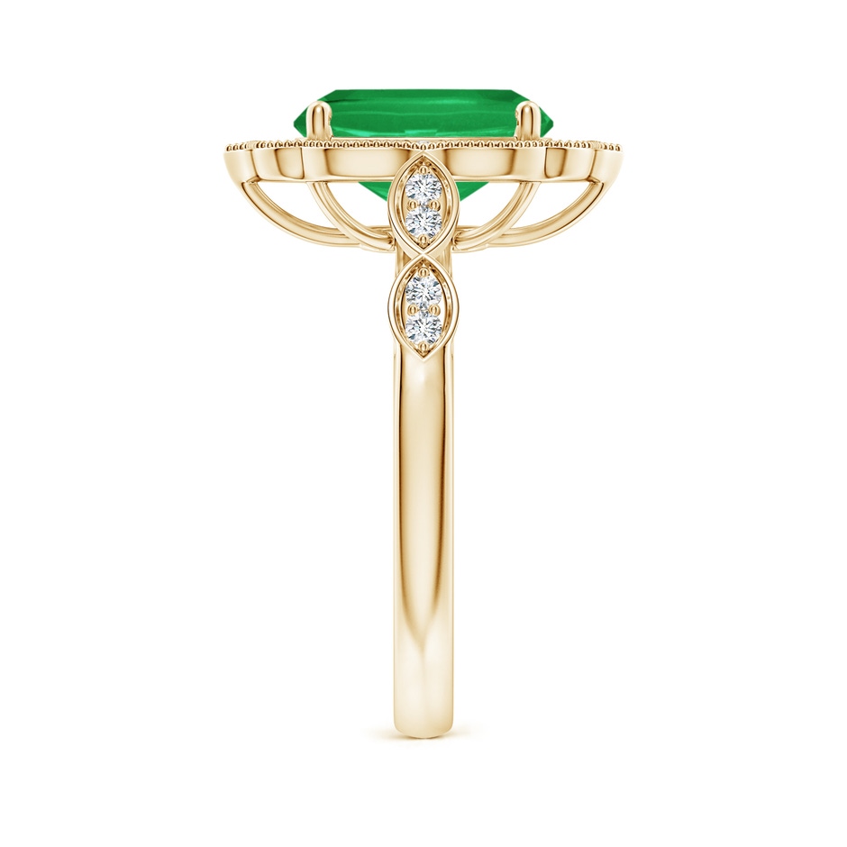 10x8mm A Vintage Inspired Cushion Rectangular Emerald Ornate Halo Engagement Ring in Yellow Gold side 299