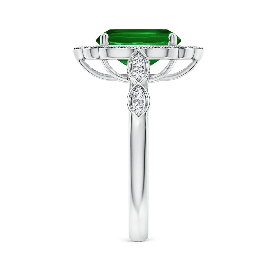 10x8mm AAAA Vintage Inspired Cushion Rectangular Emerald Ornate Halo Engagement Ring in P950 Platinum side 299