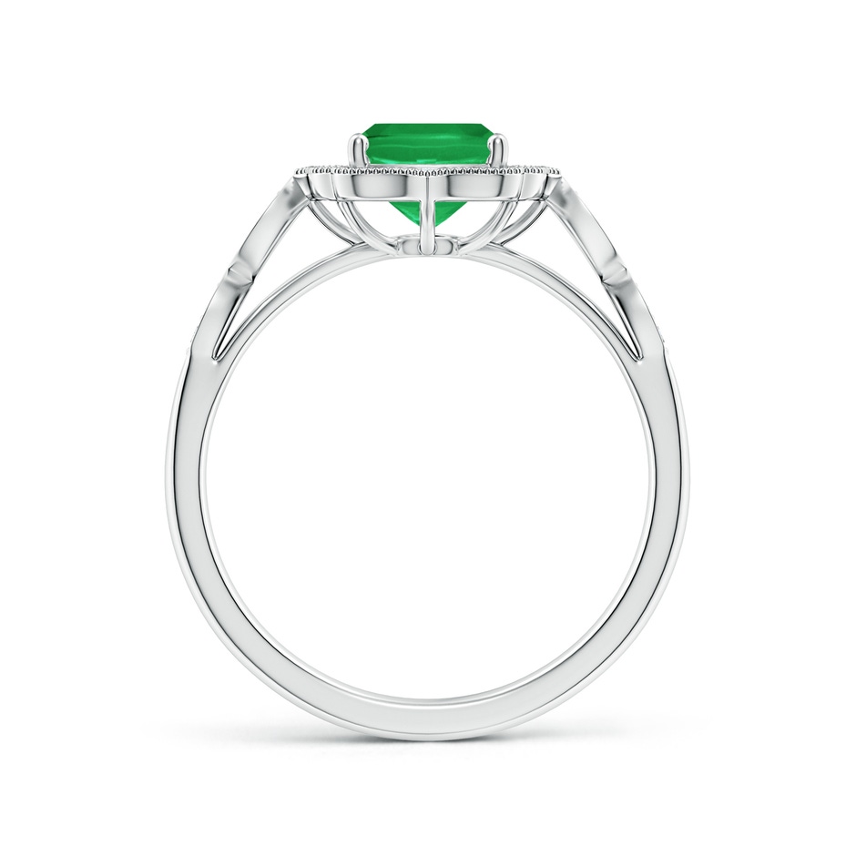 8x6mm A Vintage Inspired Cushion Rectangular Emerald Ornate Halo Engagement Ring in 9K White Gold side 199