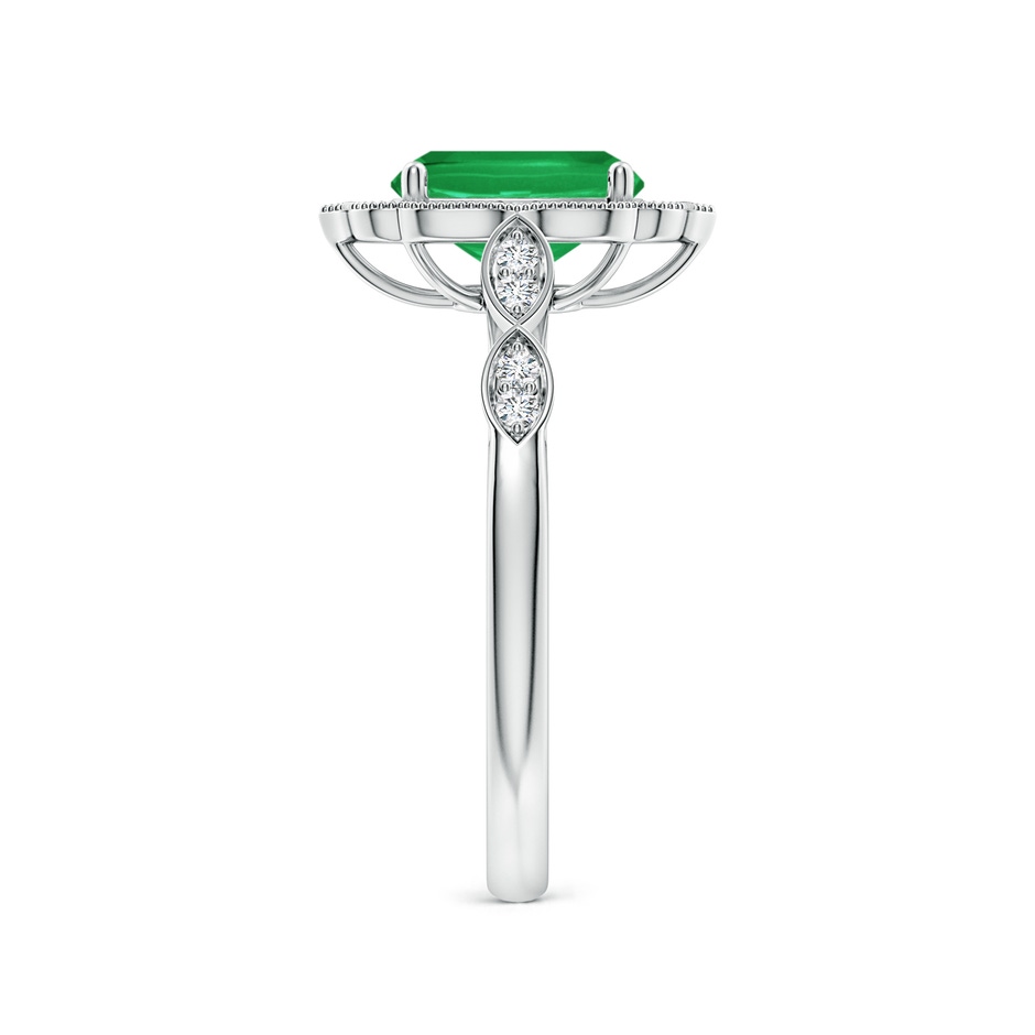 8x6mm A Vintage Inspired Cushion Rectangular Emerald Ornate Halo Engagement Ring in 9K White Gold side 299