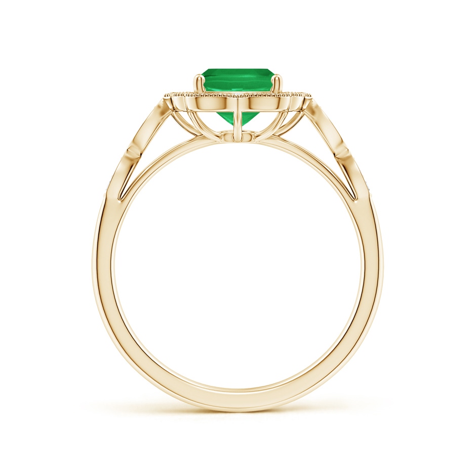 8x6mm A Vintage Inspired Cushion Rectangular Emerald Ornate Halo Engagement Ring in Yellow Gold side 199